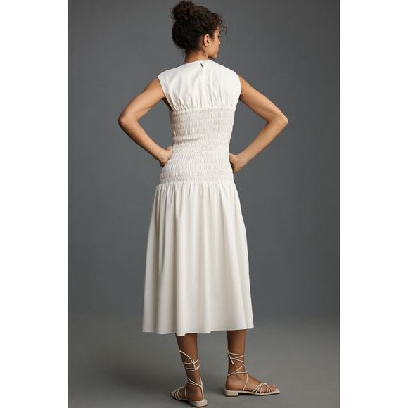 NWT Mare Mare x Anthropologie White Smocked Midi Dress - 1X - Picture 3 of 4